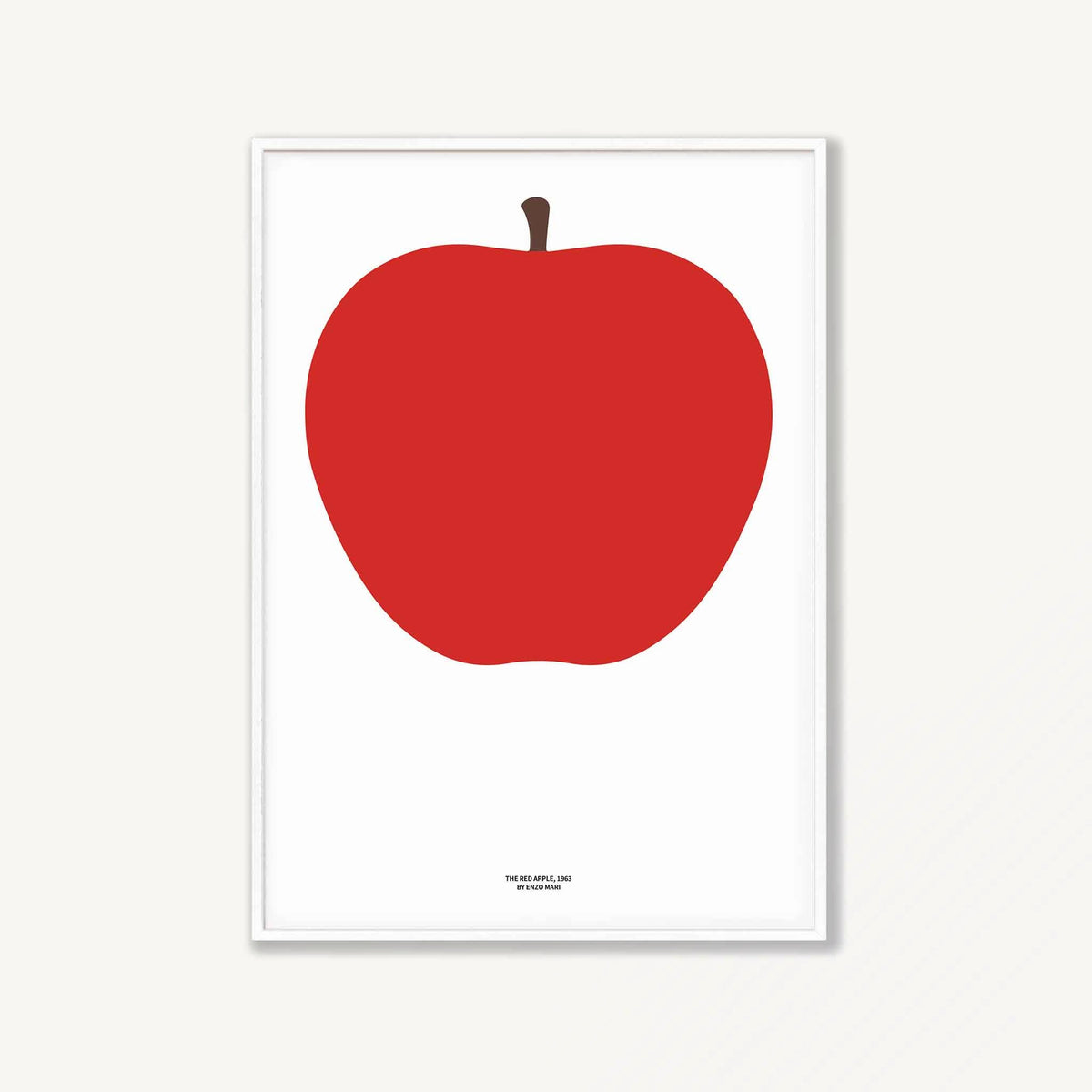 Enzo Mari – Red Apple in Matte White Frame | Atollo Printshop
