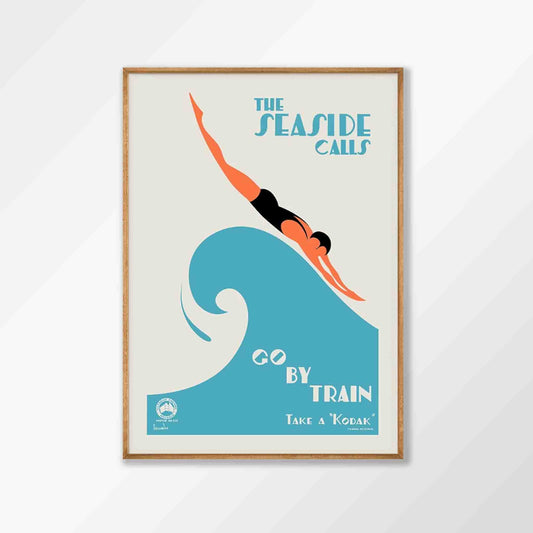 The Seaside Calls Vintage Australia Travel in Tasmanian Oak Frame | Atollo Printshop