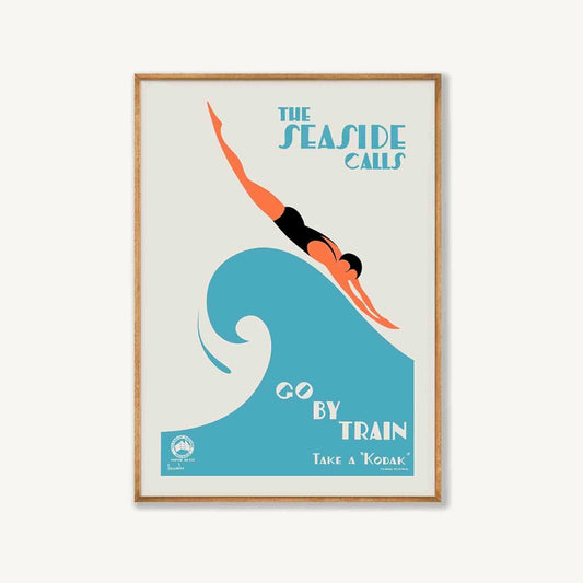 The Seaside Calls Vintage Australia Travel in Tasmanian Oak Frame | Atollo Printshop