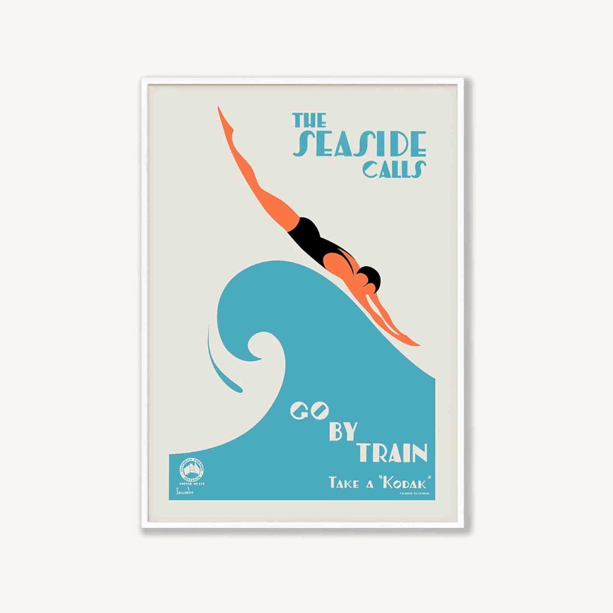 The Seaside Calls Vintage Australia Travel in Matte White Frame | Atollo Printshop