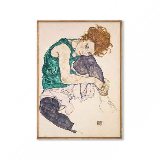 Egon Schiele – Red Haired Woman in Tasmanian Oak Frame | Atollo Printshop