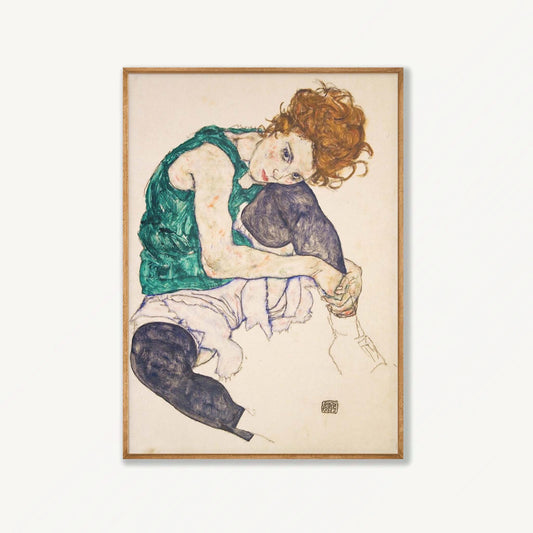 Egon Schiele – Red Haired Woman in Tasmanian Oak Frame | Atollo Printshop
