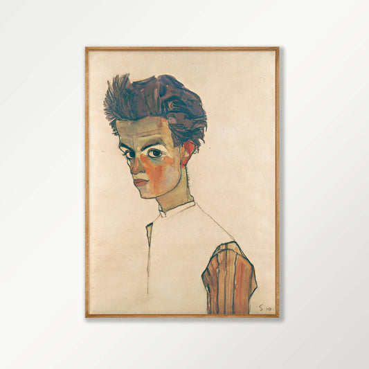 Egon Schiele – Self Portrtait in Tasmanian Oak Frame | Atollo Printshop