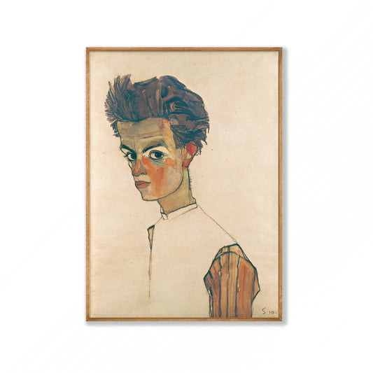 Egon Schiele – Self Portrtait in Tasmanian Oak Frame | Atollo Printshop