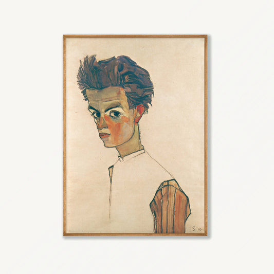 Egon Schiele – Self Portrtait in Tasmanian Oak Frame | Atollo Printshop