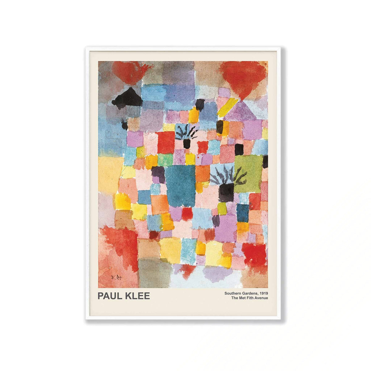 Southern Gardens by Paul Klee in Matte White Frame | Atollo Printshop