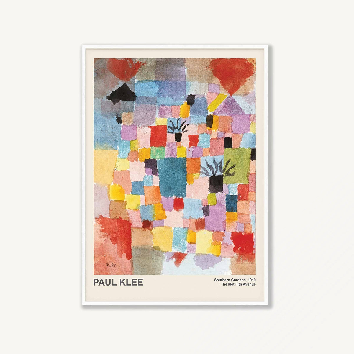 Southern Gardens by Paul Klee in Matte White Frame | Atollo Printshop