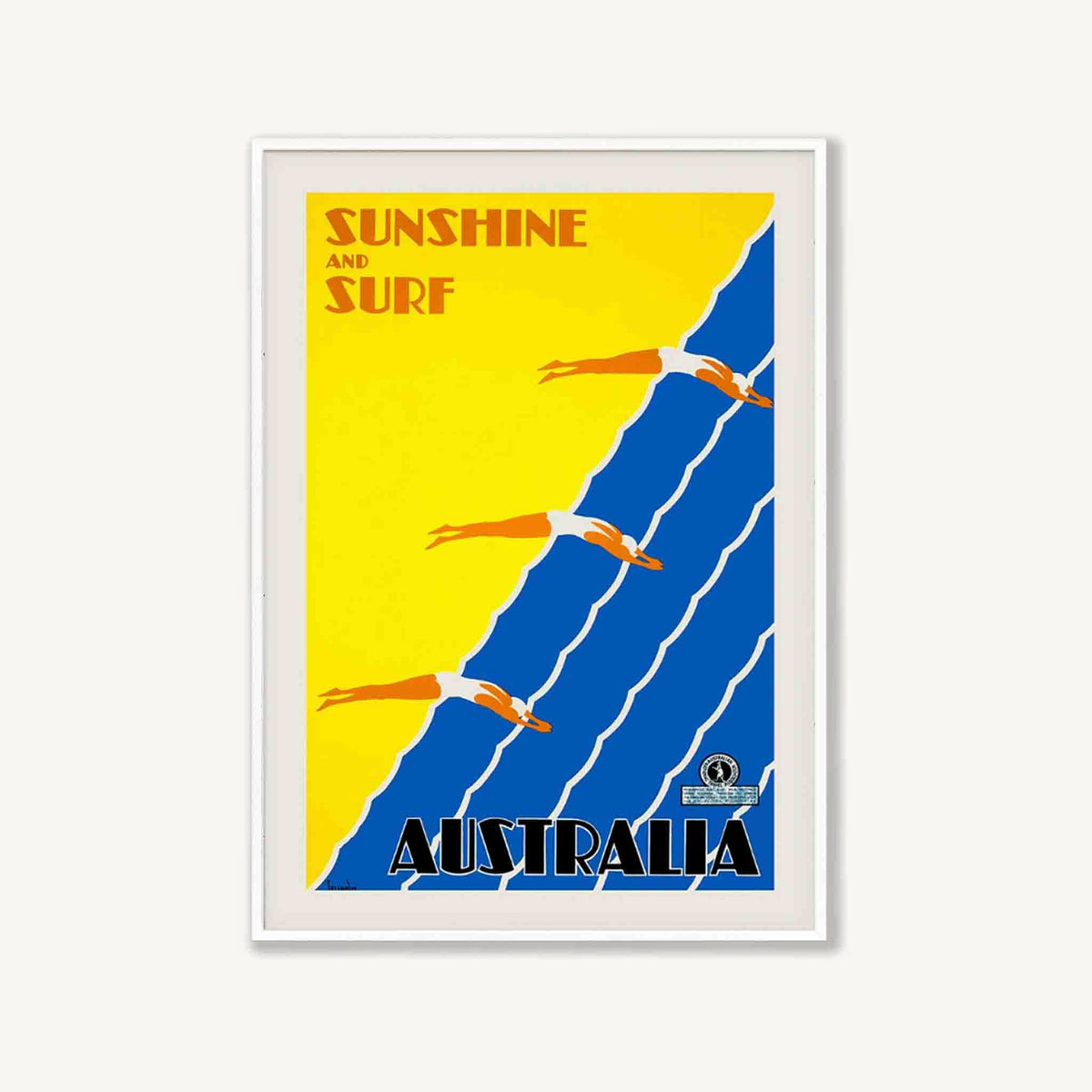 Sunshine and Surf Australia Travel in Matte White Frame | Atollo Printshop