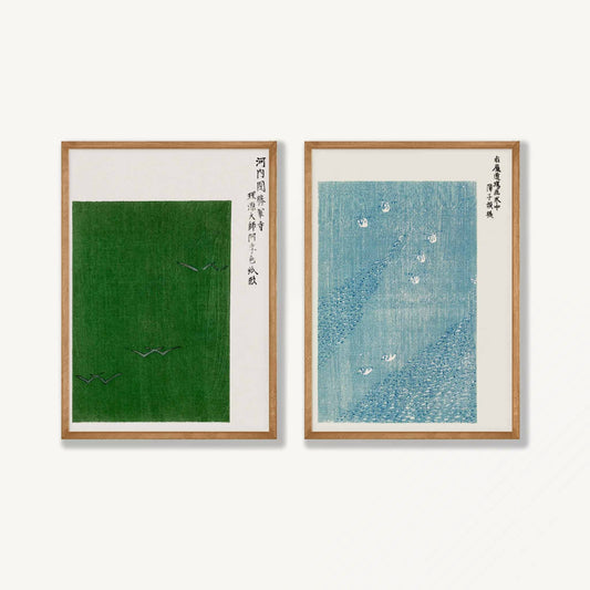 Taguchi Tomoki Japanese Poster Set in Tasmanian Oak Frame | Atollo Printshop