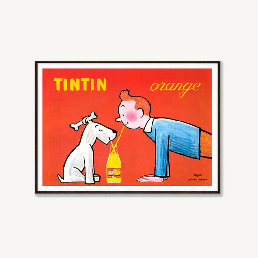 Tin Tin Orange Advertisement in Matte Black Frame | Atollo Printshop