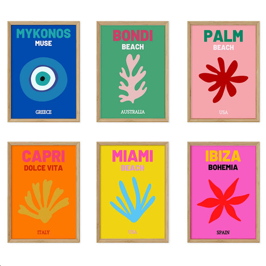 Summer '24 Travel Prints Set art print displayed in a room setting | Atollo Printshop