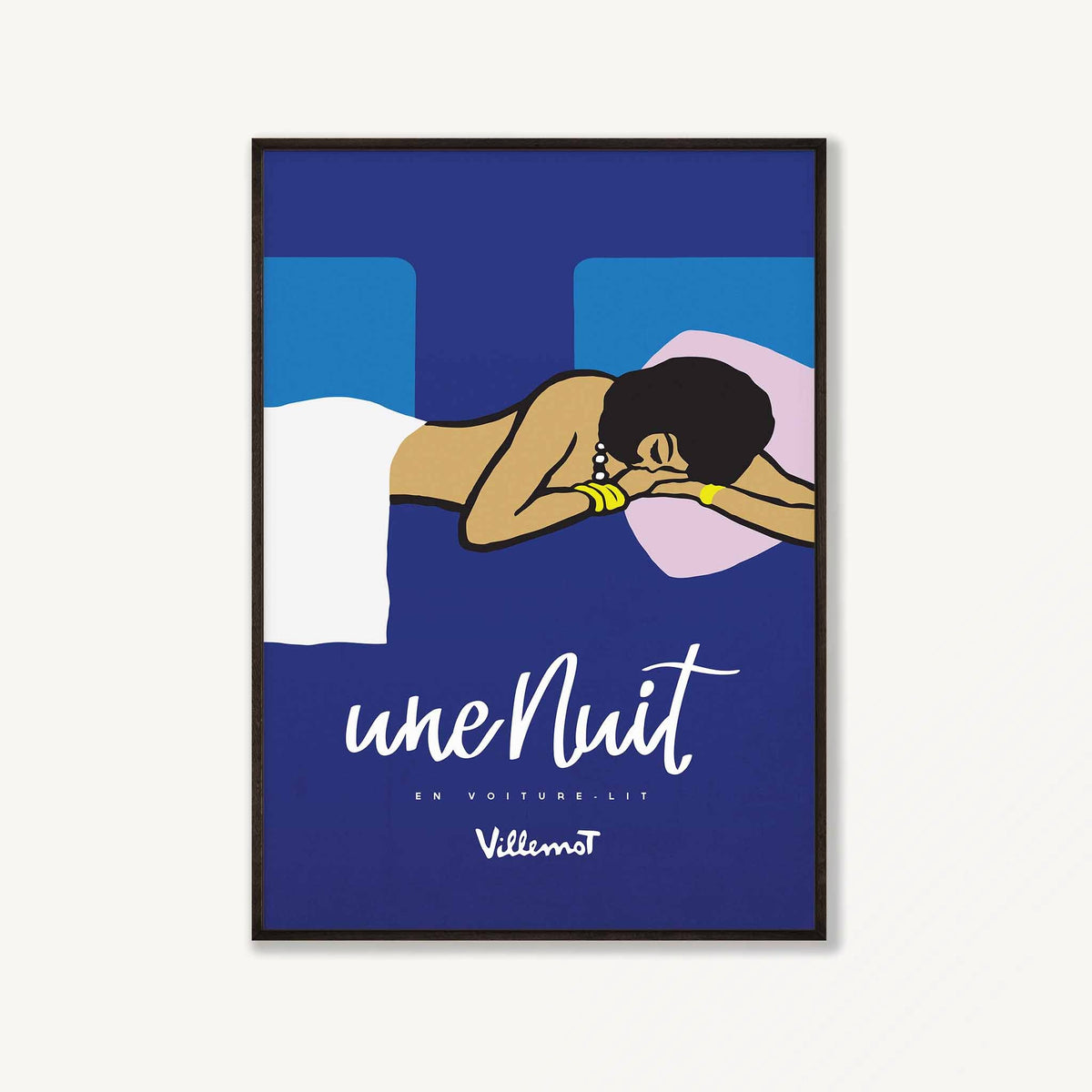 Une Nuit Bernard Villemot 1973 in Matte Black Frame | Atollo Printshop