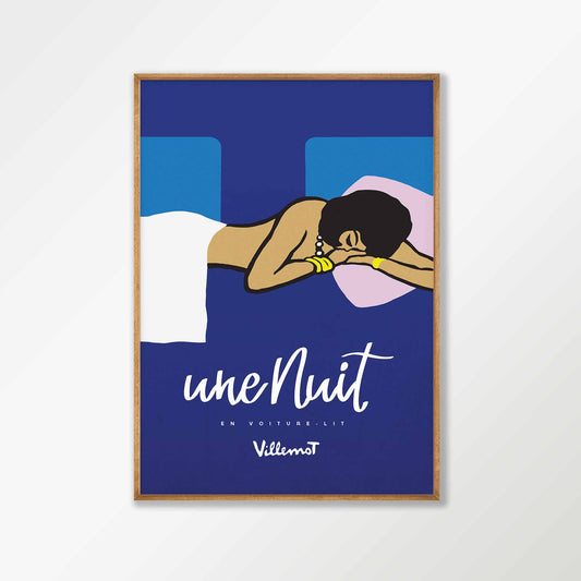 Une Nuit Bernard Villemot 1973 in Tasmanian Oak Frame | Atollo Printshop
