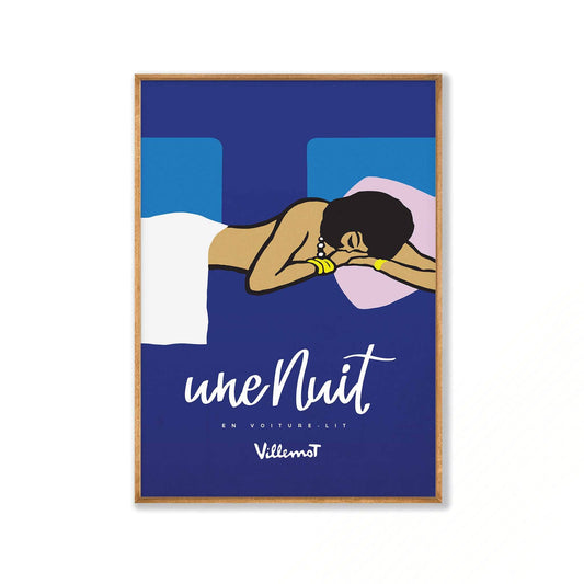 Une Nuit Bernard Villemot 1973 in Tasmanian Oak Frame | Atollo Printshop