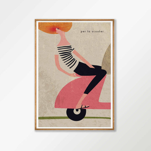 Vespa Per Lo Scooter in Tasmanian Oak Frame | Atollo Printshop