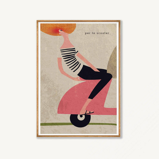 Vespa Per Lo Scooter in Tasmanian Oak Frame | Atollo Printshop