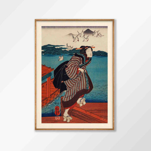 Japanese Woodblock Man in Tasmanian Oak Frame | Atollo Printshop
