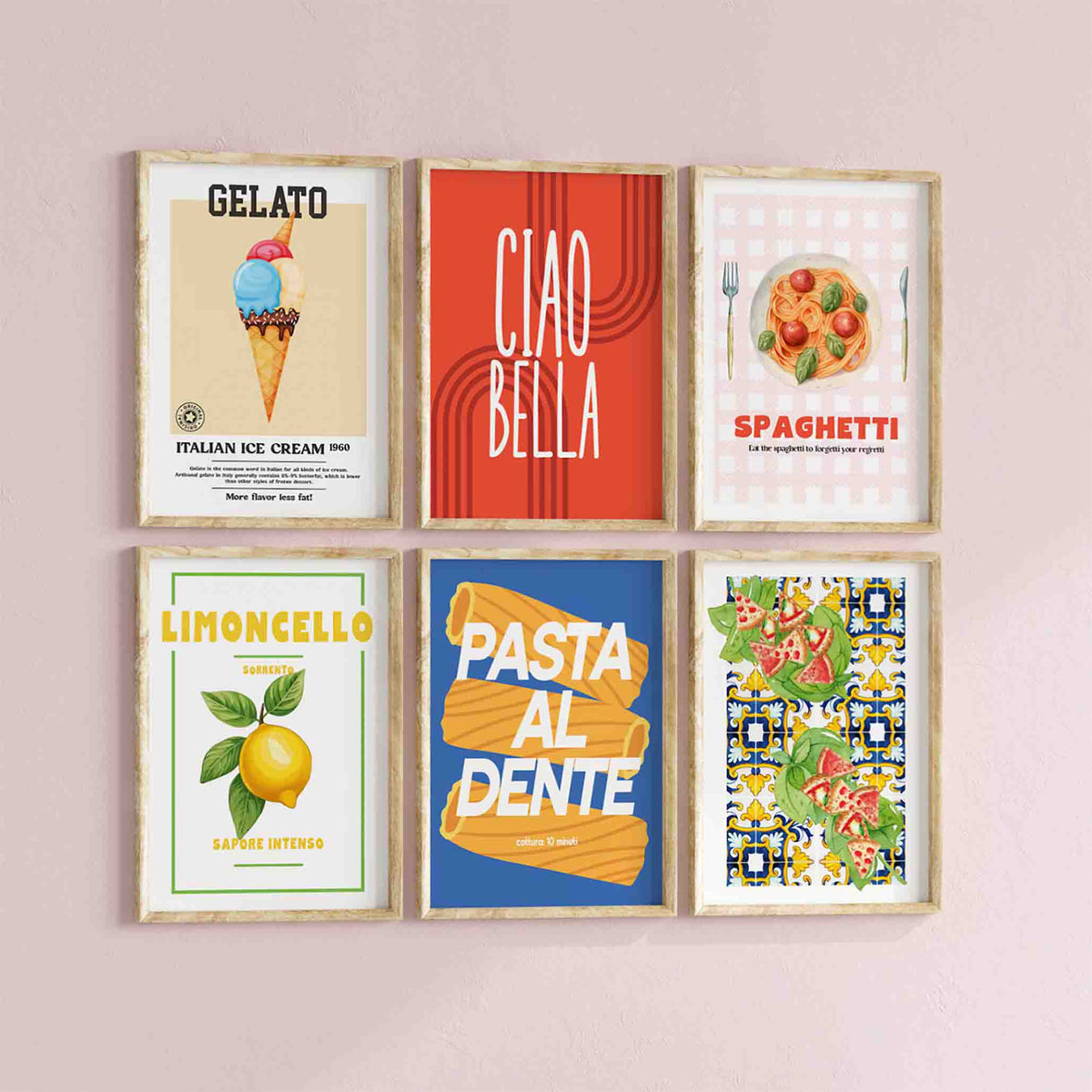 300 mediterranean kitchen posters bundle, retro café... Italian Riviera Food Poster Set – atolloprintshop