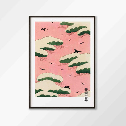 Woodblock Pink Clouds by Hokusai