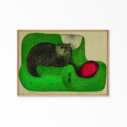 Cat On Sofa Abstract Poster